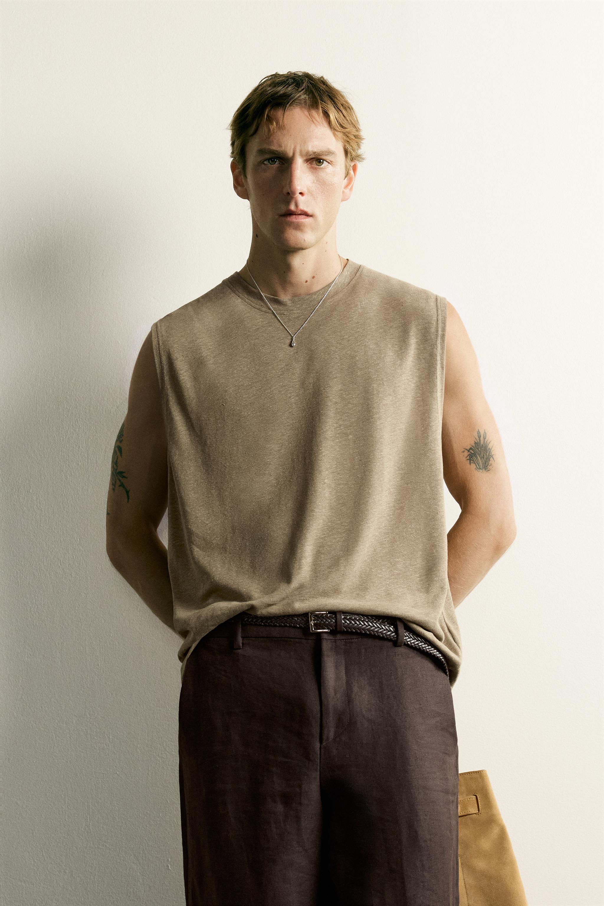 RELAXED FIT COTTON-LINEN TANK TOP